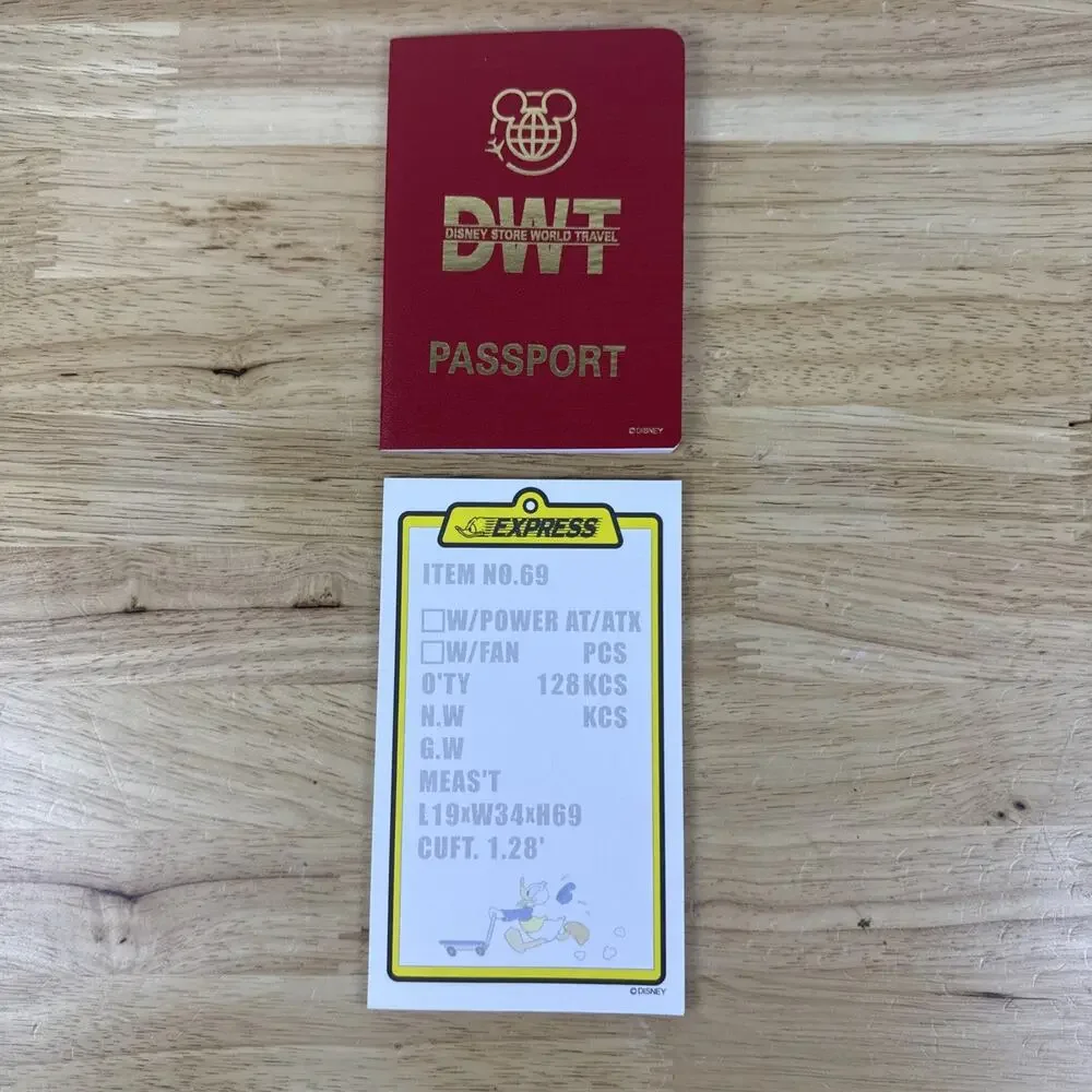 RARE Vintage Disney Store World Travel Passport Stationary Set Mickey Mouse